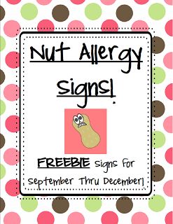 Kindergarten Squared: Freebies -- nut allergies monthly charts Nut Allergy Sign, Kindergarten Labels, Labeling Kindergarten, Nurse Ideas, Classroom Prep, School Nurse Office, Class Labels, Nut Allergy, School Nursing