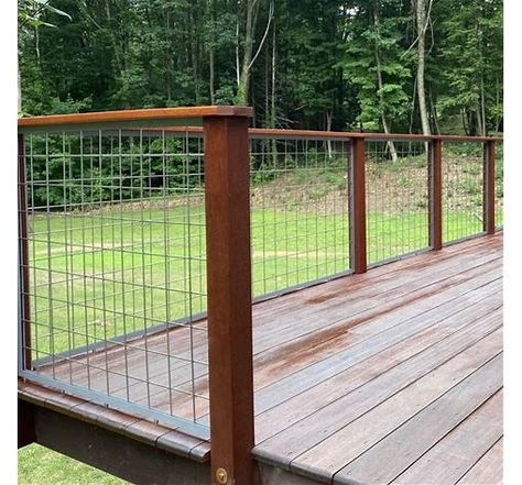 Wild Hog Raw Tahoe Stair or Fence Mesh Panel - Bing - Shopping Mesh Railing, Wild Hog Railing, Deck Railing Diy, Big Cabin, Fence Mesh, Deck Railing Design, Metal Deck, Wild Hog, Stainless Steel Panels