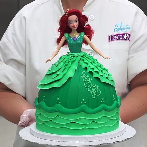 Ariel Barbie Birthday Cake, Princess Ariel Birthday Cake, Princess Ariel Cake, Ariel Birthday Cake Diy, Ariel Cakes, Disney Doll Cake, Disney Princess Doll Cake, Ariel Doll Cake, Frozen Doll Cake