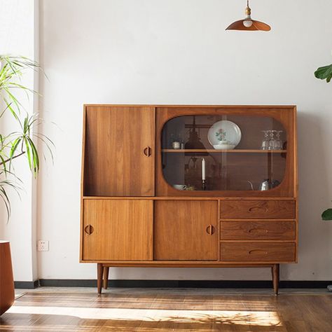 WOOD PEEK LLC 59.05'' Solid Wood Sideboard | Wayfair Buffet Tables, Solid Wood Sideboard, Wood Sideboard, Bread Machine, Wood Beams, Buffet Table, Furniture Inspiration, Mid Century Furniture, Small Appliances