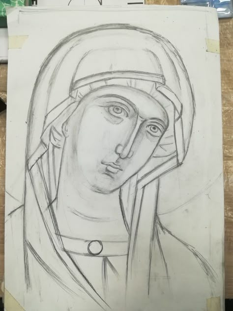 Orthodox Icon Drawing, Sveti Sava Drawing, Orthodox Drawing, Theotokos Icon, Egyptian Drawings, Christian Drawings, Jesus Drawings, Paint Icon, Orthodox Christian Icons