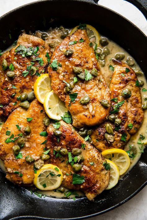 Lemony, caper-topped, and just buttery enough, chicken piccata is an easy weeknight supper that’s easy to love, and so very fast—just ten minutes from sauté pan to table. Chicken Breast Recipes Gluten Free, Dinner Ideas Gluten Free, Chicken Breast Dinner Ideas, Sliced Chicken Breast Recipes, Chicken Breast Dinner, Fast Chicken Recipes, Chicken Piccata Recipe, The Modern Proper, Modern Proper