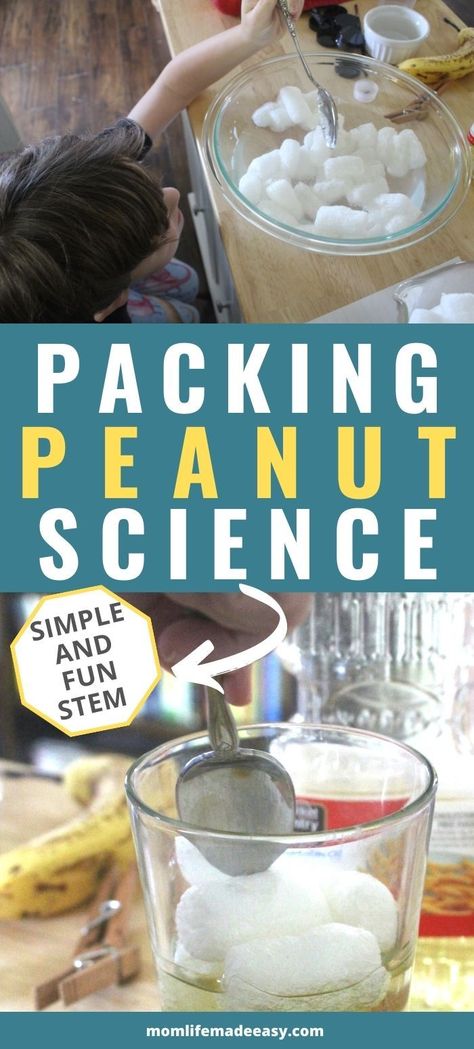 Wondering what to do with packing peanuts? Reusing them for science experiments are one of our favorite DIY uses for packing peanuts! Preschoolers and older kids love this thing to do with packing peanuts. Styrofoam Peanuts Crafts, Packing Peanut Activities, Peanut Activities For Preschool, Packing Peanuts Sensory Bin, Packing Peanuts Crafts For Kids, Crumpled Up Paper, Packing Peanuts Crafts, Peanuts Crafts, Peanut Crafts