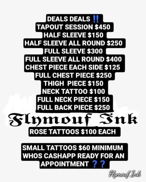 𝙿𝚛𝚒𝚌𝚎 𝙲𝚑𝚊𝚛𝚝 Tattoo Pricing Chart, Tattoo Prices Chart, Styles Of Tattoos Chart, Tattoo Price List, Tattoo Pricing, Tattoo Chart, Tattoo Shop Decor, Learn To Tattoo, Business Plan Outline