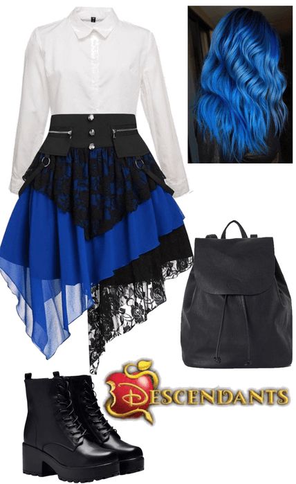 Decendents Inspired Outfits, Descendants Inspired Outfit, Disney Descendants Mal Outfits, Descendants Outfit Ideas Blue, Descendants Inspired Outfits Mal, Desendents Inspired Outfits, Vk Outfits Descendants, Descendants Clothes Inspired Outfits, Decendants Oc Outfits