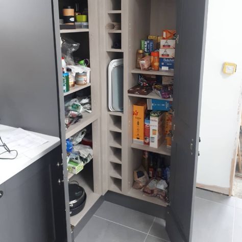 Howdens kitchen tall walk in Larder Cabinet installed by CL Joinery Howdens Corner Larder Unit, Walk In Larder, Larder Cabinet, B&q Kitchens, Kitchen Cabinet Plans, Replacement Kitchen Doors, Howdens Kitchens, Wren Kitchen, Larder Unit