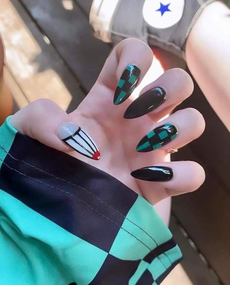 Demon Slayer Nail Art, Demon Slayer Nails, Kpop Nails, Business Nails, Witch Nails, Sharp Nails, Not Surprised, Anime Nails, Inspired Nails