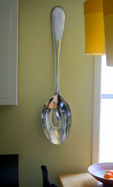 giant spoon from pier1.com. Sold out, I think *** Giant Spoon, Future Kitchen, Wall Decor Pictures, Modern Farmhouse Decor, Inside Jokes, Mother In Law, Coffee Kitchen, Pier 1, Doors Interior