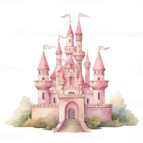 Castle Illustration, Princess Castle, Wedding People, Cityscape Photos, Logo Banners, Nature Backgrounds, Pink Watercolor, Heart With Arrow, Photo Template