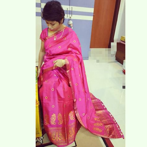 mekhelachador, pure Assam silk Saree, Assam Silk, Paat Mekhela Chador Traditional Pink Dola Silk Dupatta, Sador Mekhela Photo Pose, Pink Mekhela Chador, Red Mekhela Sador, Mekhela Sador, Mekhela Chador, Hand Loom, Instagram Account, Saree