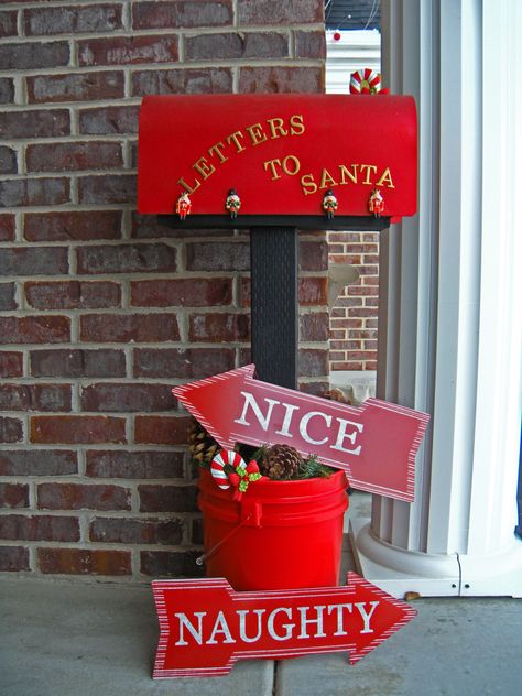 Another repurpose refurbish project done!!! An old mailbox found, sanded, painted, glittered, embellished then cemented into a stand.... another christmas tradition has begun.... kids and grandkids will personally send their letter to santa...  original by DD Letters To Santa Mailbox Diy, Christmas Mailbox Decorations, Christmas Mailbox Ideas, Mailbox Decorations, Old Mailbox, Santa Mailbox, Christmas Mailbox, Santa Letters, Mailbox Ideas