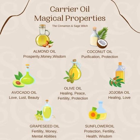 Carrier Oils Magical Properties, Fertility Oils Witchcraft, Castor Oil Magical Properties, Coconut Oil Magical Properties, Oil Magic Witchcraft, Olive Oil Magical Properties, Grounding Oil Witchcraft, Fertility Candle Spell, Olive Oil Witchcraft