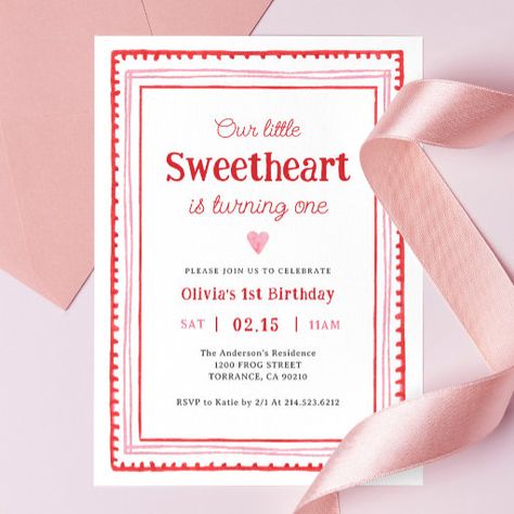 Birthday Party Snacks, 1st Birthday Party Invitations, 2nd Birthday Party, Birthday Party Theme Decorations, Heart Themed, Birthday Party Food, Valentine Birthday, Birthday Party Games, 1st Birthday Invitations