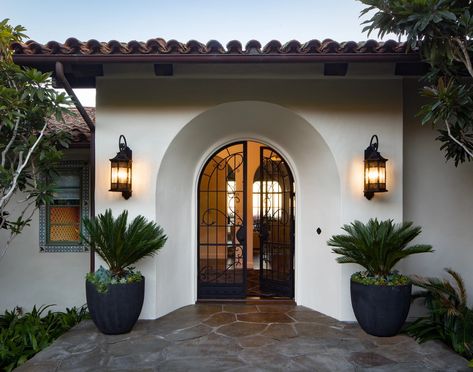 Montecito Spanish Mediterranean Front Door | Sophisticated Montecito White Spanish Style Home, Spanish Front Door, Mediterranean Front Door, Spanish Style Front Door, Mediterranean Front Doors, Colonial Front Door, Spanish Style Home Exterior, Mediterranean Doors, Entry Patio