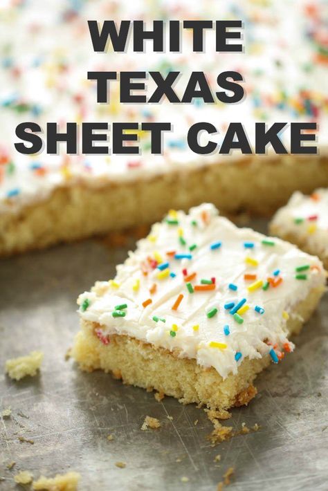 This White Texas Sheet Cake from SixSistersStuff.com is easy to make and feeds a crowd! #cake #dessert #baking #birthday White Texas Sheet Cake Recipe, White Texas Sheet Cake, Texas Sheet Cake Recipe, Sheet Cake Recipe, Texas Sheet, Six Sisters Stuff, Texas Sheet Cake, Six Sisters, Festive Desserts