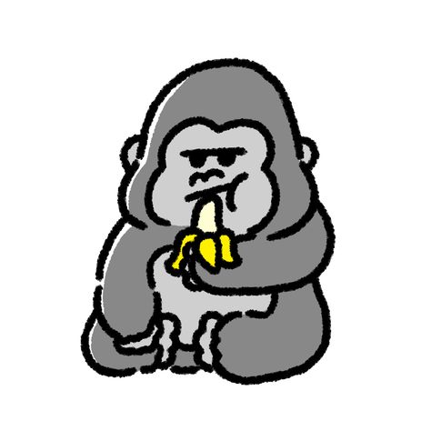 Banana Cute Drawing, Silly Animals Drawings, Cute Monkey Drawing, Monkey Drawings, Absurd Art, Hình Vẽ Cute, Monkey Icon, Monkey Cartoon, Monkey Drawing