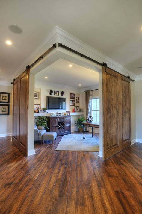 Use a sliding door to make a space for yourself when you need privacy, or open it when you want visitors! Architecture Renovation, Small Barndominium, Doors And Floors, Casa Vintage, Building Homes, 아파트 인테리어, Open Door, Pole Barn Homes, Barndominium Ideas