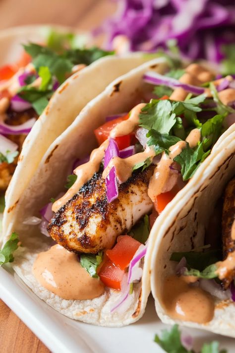 Blackened Mahi-Mahi Tacos with a Chipotle Mayo Mahi Bowl Recipe, Mahi Mahi Seasoning, Mahi Mahi Tacos Recipe, Fish Taco Marinade, Blackened Mahi Mahi Tacos, Chipotle Fish Tacos, Cooking Mahi Mahi, Mahi Mahi Fish Tacos, Chipotle Tacos