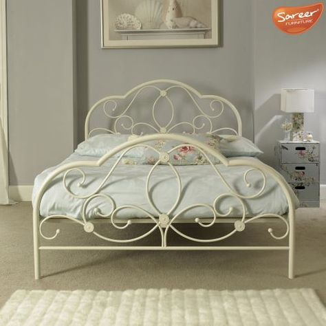 White Metal Bed Frame, Luxury Bedding Master, White Metal Bed, Steel Bed Frame, Iron Bed Frame, Bed Photos, Dekorasi Kamar Tidur, Iron Bed, Metal Bed