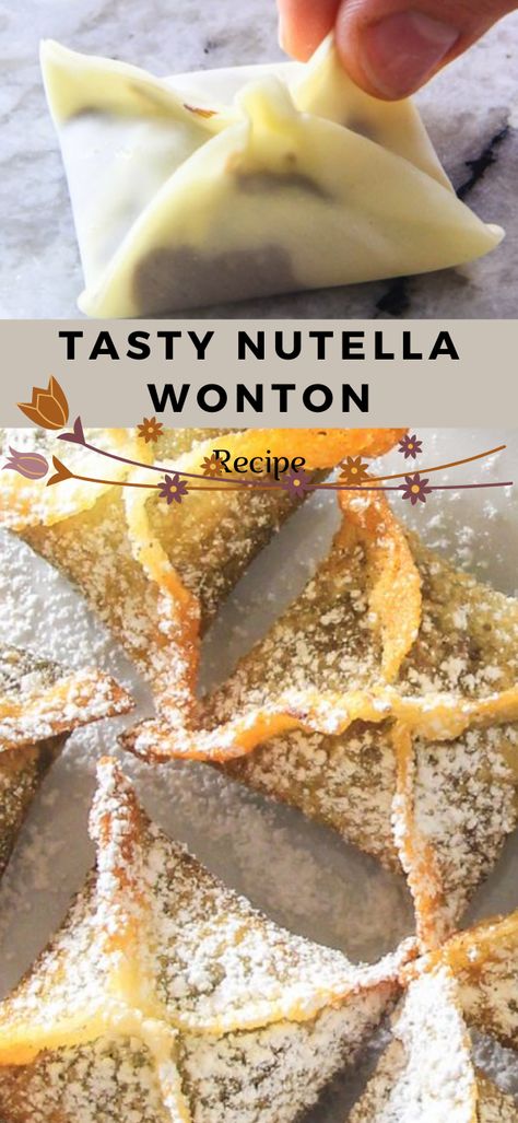 Nutella Dessert Recipes, Wonton Recipe, Wonton Recipes, Homemade Snickers, Simple Dessert, Chinese Dessert, Easy No Bake Desserts, Donut Recipes, Cooking Recipes Desserts