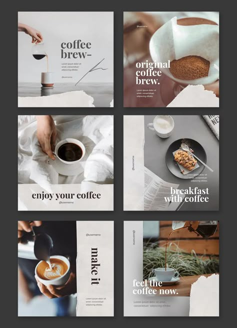 Instagram Grid Design, Coffee Advertising, Coffee Shop Branding, Coffee Shop Photography, Coffee Instagram, Instagram Template Design, Instagram Grid, Instagram Graphic, Coffee Shop Design