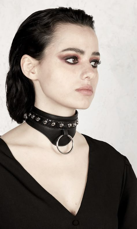 Disturbia Clothing, Harness Fashion, Gothic Chokers, Leather Chokers, Choker Collar, Leather Collar, Metal Ring, Dark Fashion, Leather Necklace