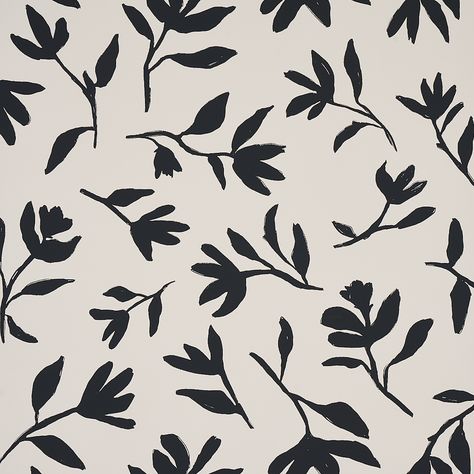 Laurel - Black Wallcoverings | Schumacher Wallcovering Pattern, Celestial Tattoo, Schumacher Wallpaper, Paint Diy, Allover Pattern, W Wallpaper, Contemporary Wallpaper, Fabric Prints, Black Leaves