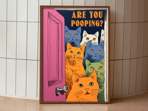 Toilet Wall Art, Toilet Poster, Art Toilet, Wall Art Bathroom, Maximalist Wall, Maximalist Wall Art, Poster Funny, Toilet Wall, Art Bathroom