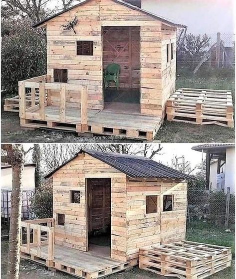 Garden Shed Diy, Diy Storage Shed Plans, Pallet Playhouse, Pallet Building, Playhouse Ideas, Diy Storage Shed, Pallet Shed, Build A Playhouse, Pallet House