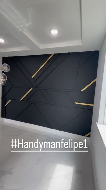 Black And Gold Feature Wall, Black And Gold Wallpaper Bedroom, Black And Gold Accent Wall Living Room, Black Gold Accent Wall, Black And Gold Accent Wall Bedroom, Black And Gold Accent Wall, Gold Accent Wall Bedroom, Ascent Wall, Gold Accents Bedroom