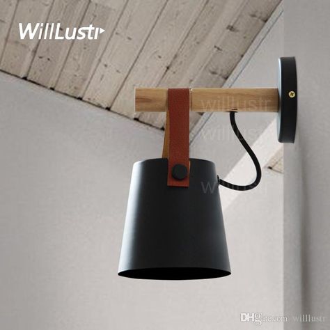 Wooden Light Fixtures, Wooden Wall Lights, Wood Wall Lamps, Country Lighting, Wall Lamp Shades, Bedside Wall Lamp, Iron Wall Sconces, Bedside Light, Black Wall Lamps