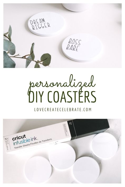 Love this modern coaster design! Learn how to make your own coasters, quickly and easily using Cricut Infusible Ink! Use your Cricut Maker or Cricut Explore Air 2, and get creative making DIY coasters! Love these personalized gift ideas for female entrepreneurs or girl bosses. These Boss Babe coasters would be a great DIY present! #Cricut #DIYProject #personalization #women Coaster Gift Ideas, Cricut Coaster Ideas, Cricut Coasters, Picture Gifts Diy, Diy Personalized Gifts, Diy Coasters Tile, 99 Designs, Cricut Gifts, Coaster Ideas