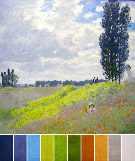 Art Bead Scene Blog: April 2013 Challenge Palette Landscape Design Color Palette, Monet Colour Palette, Impressionism Color Palette, Monet Color Palette, Monet Palette, Landscape Color Palette, Website Color Themes, Correa Art, Landscape Palette