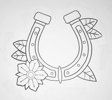 Horse Shoe Drawing Easy, Horseshoe Drawing, Horse Shoe Drawing, To Do Tattoo, Wild West Wedding, Christmas Punch Needle, Horseshoe Tattoo, Wild West Art, Shoe Drawing