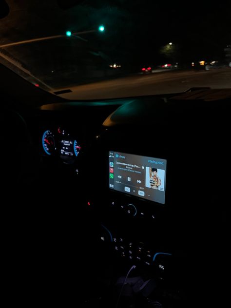 Late Night Aesthetic Bedroom Couple, Passenger Princess Aesthetic Night, Carplay Aesthetic, In Car Pics, Passenger Princess Aesthetic, Night Spotify, Late Night Car Rides, Night Car Rides, Black Dodge Charger