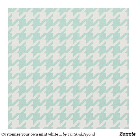 Customize your own mint white houndstooth pattern fabric Fabric Tile, Bridesmaid Tank Tops, Pastel Turquoise, Fabric Tiles, Cute Bodysuits, Mint Background, Belly Band Invitation, Pastel Mint, Stationery Accessories