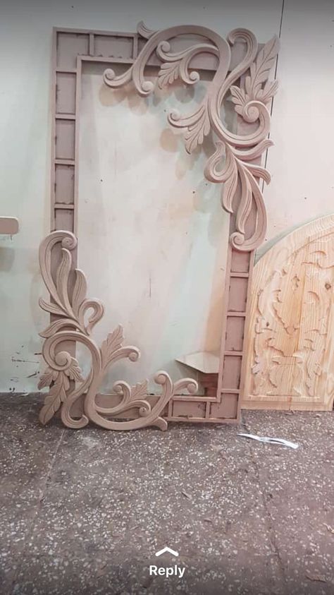 Decorating Mirror Frames, Thermocol Craft, Styrofoam Art, Door Design Photos, Wood Carving Furniture, Wooden Front Door Design, Door Design Images, Furniture Design Wooden, Wooden Door Design