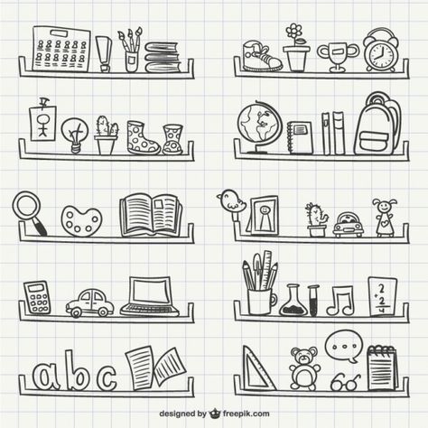 Shelf Drawing, Work Clipart, Banner Doodle, Baby Scrapbook Pages, Doodle Characters, Illustration Art Kids, Love Scrapbook, Kids Doodles, Art Basics