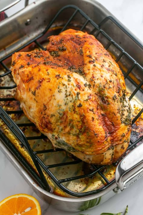 This easy Roasted Turkey Breast recipe is the only one you need! This turkey breast is juicy, flavorful and has perfectly crispy skin. Asparagus Casserole Recipes, Best Roasted Turkey, Sausage Meals, Baked Trout, Instant Pot Slow Cooker Recipes, Turkey Breast Crockpot, Meals Instant Pot, Asparagus Casserole, Cooking Turkey Breast