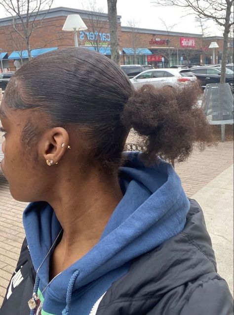 No Part Slick Back Bun, No Part Slick Back, Slick Back Ponytail Natural Hair, Slick Back Bun Natural Hair, Slick Back Bun, Natural Hair Ponytail, Hairstyle Ideas Easy, Concert Hairstyles, Natural Hair Bun Styles