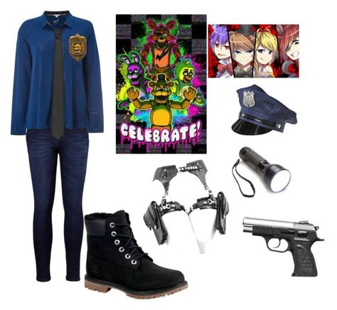 "fnaf security guard cosplay" by happy13242 ❤ liked on Polyvore featuring Levi's, White Stuff, Lardini, Freddy, Saddlebred and Timberland Security Guard Outfit, Guard Outfit, Fnaf Security Guards, Fnaf Costume, Black Work Boots, Fnaf Cosplay, Cosplay Diy, Future Outfit, Fnaf Characters