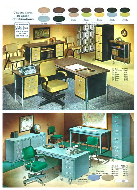 1960s Office Interior, 1980s Office Interior, 1950s Office Decor, 60s Office Interior, Retro Office Ideas, Retro Office Design, 50s Office, 60s Office, 1950s Office