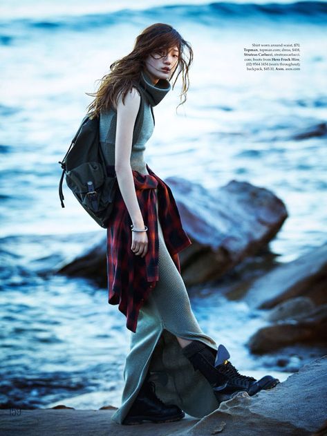 Claudia Wilkinson & Hyun Ji By Georges Antoni For Elle Australia September 2014 — Anne of Carversville Grunge Teen, Hyun Ji, Country Casual, Look Rock, Fashion Photography Inspiration, Fashion Shoot, Balenciaga City Bag, Model Photography, Grunge Fashion