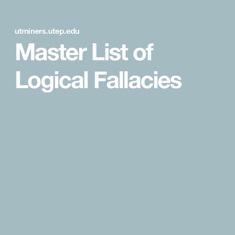 Master List of Logical Fallacies Ad Hominem, Logical Fallacies, Confirmation Bias, Master List, Dog Whistle, Fact Checking, Free Speech, Find It, Not Mine