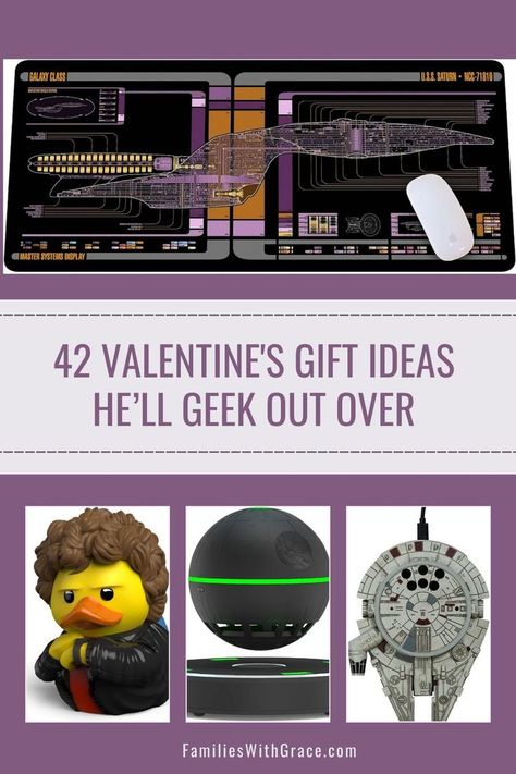 We’ve got the best nerdy Valentine's gifts for him that he'll geek out over! Let him know he's special with a gift that reflects his interests. #ValentinesDay #NerdyValentinesGifts #NerdyValentinesGiftsForHim #ValentinesGifts #GiftsForHim #GeekyGifts #HusbandGifts #GamerGifts #RoleplayerGifts #StarWarsGifts #StarTrekGifts #SciFiGifts #DAndDGifts Gift For Nerdy Boyfriend, Nerdy Boyfriend Gifts, Gifts For Nerdy Boyfriend, Nerdy Boyfriend, Nerdy Gifts For Him, Valentine's Gifts For Him, Star Trek Gifts, Nerd Boyfriend, Nerdy Valentines