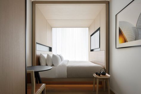 Little National Sydney review: a micro-hotel that packs a punch Small Hotel Room, Sydney Hotel, Superking Bed, Casa Container, Small Hotel, Box Bed, Minimalist Room, Rooftop Bar, City Living