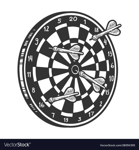 Dart Board Tattoo Ideas, Darts Tattoo, Dartboard Drawing, Darts Logo Design, Dart Board Illustration, Funny Dart Sayings, Game Sketch, Ideas Sketchbooks, Illustration T Shirt