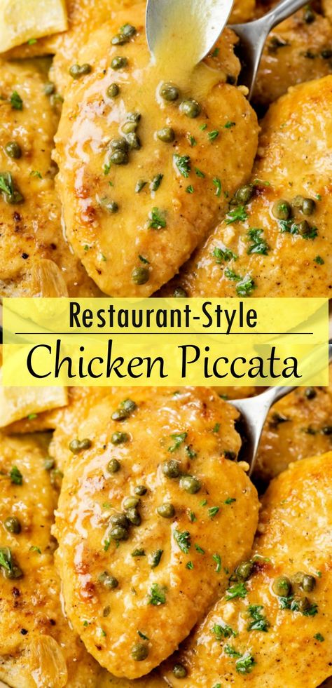 Creamy Lemon Garlic Sauce, Easy Chicken Piccata Recipe, White Wine Reduction, Easy Chicken Piccata, Lemon Garlic Sauce, Piccata Recipe, Chicken Piccata Recipe, Chicken Piccata, Chicken Pasta Recipes