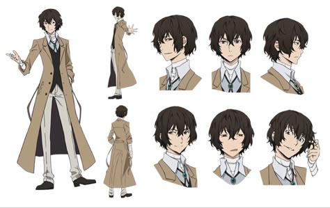 dazai character sheet Stray Dog Designs, Character Reference Sheet, Tamako Love Story, Character Turnaround, Bungou Stray Dogs Characters, Dazai Bungou Stray Dogs, Character Poses, Dazai Osamu, Bongou Stray Dogs