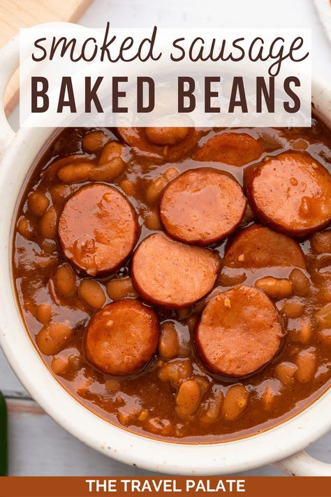 Texas Baked Beans Recipe, Bake Beans, Beans Baked, Peas Recipes, Sausage Chili, Canned Baked Beans, Garlic Baked, Bbq Beans, Baked Beans Recipe